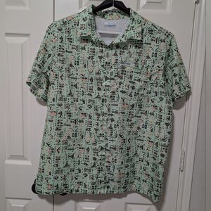 Columbia Green Aztec Short Sleeve PFG Shirt